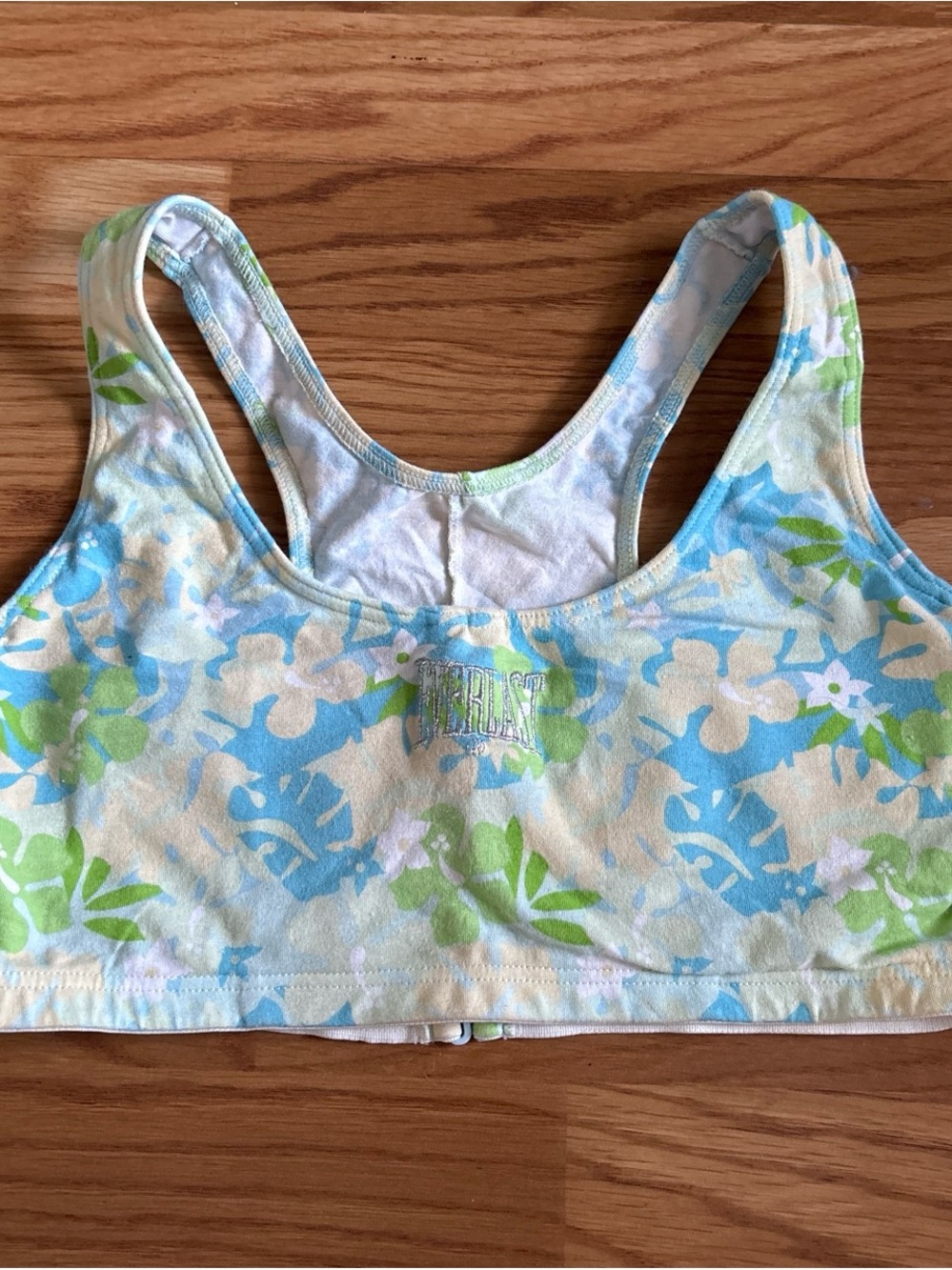 Everlast Floral Racerback Sports Bra in Light Blue & Green